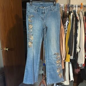 CE Blue Floral Embroidered Jeans bootcut